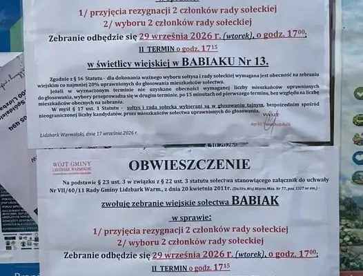 Zebranie wiejskie w Babiaku – wybór nowych członków rady sołeckiej