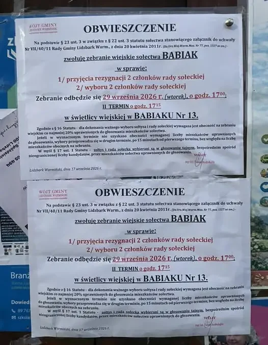 Zebranie wiejskie w Babiaku – wybór nowych członków rady sołeckiej