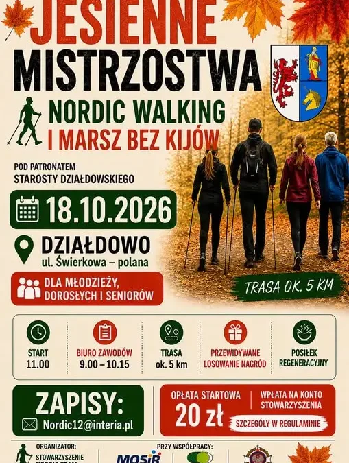 Jesienne Mistrzostwa Nordic Walking w Działdowie – zaproszenie do udziału