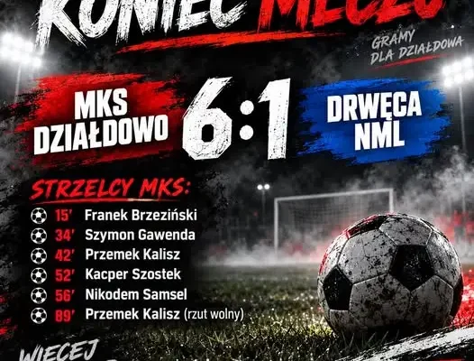 MKS Działdowo rozgromił Drwęcę Nowe Miasto Lubawskie 6:1