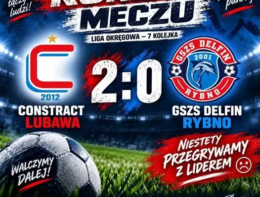 Delfin Rybno przegrywa z Constractem Lubawa 0:2