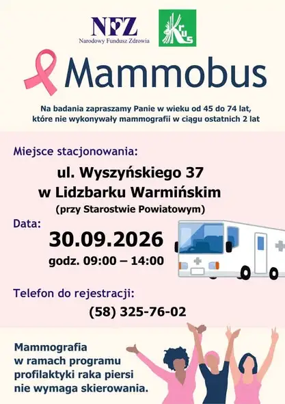 Mammobus w Lidzbarku Warmińskim – bezpłatne badania mammograficzne już 30 września