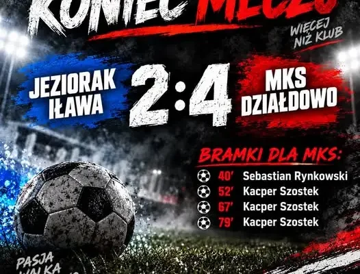 MKS Działdowo wygrywa w Iławie 4:2. Hat-trick Kacpra Szostka!