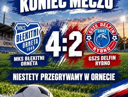 MKS Błękitni Orneta 4:2 GSZS Delfin Rybno – relacja z meczu