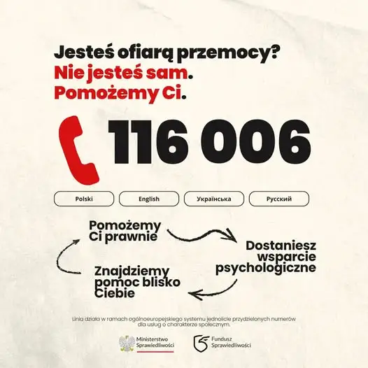 Przemoc domowa – nie musisz być sam. Ogólnopolska linia 116 006