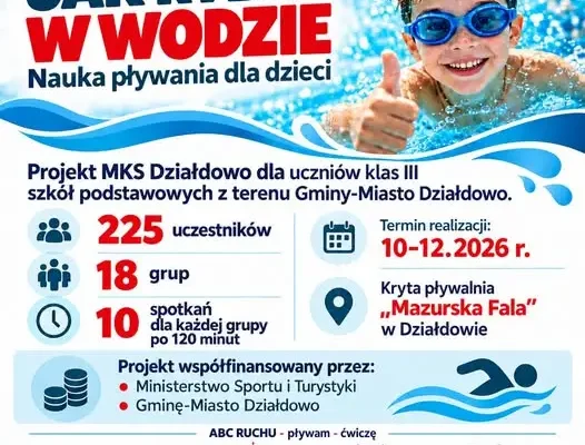 MKS Działdowo rozszerza działalność: 225 uczniów nauczy się pływać na nowej pływalni