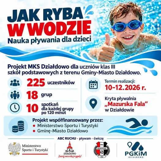 MKS Działdowo rozszerza działalność: 225 uczniów nauczy się pływać na nowej pływalni