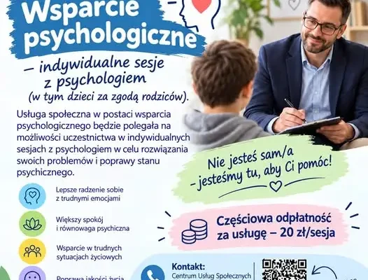 Wsparcie psychologiczne w Centrum Usług Społecznych w Iłowie-Osadzie