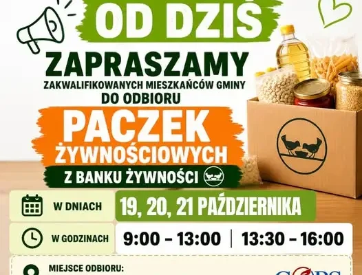 Odbioru żywności z Banku Żywności w Lidzbarku Warmińskim – 19-21 października