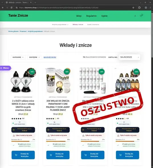 Fałszywe sklepy ze zniczami. CERT Polska ostrzega przed oszustami