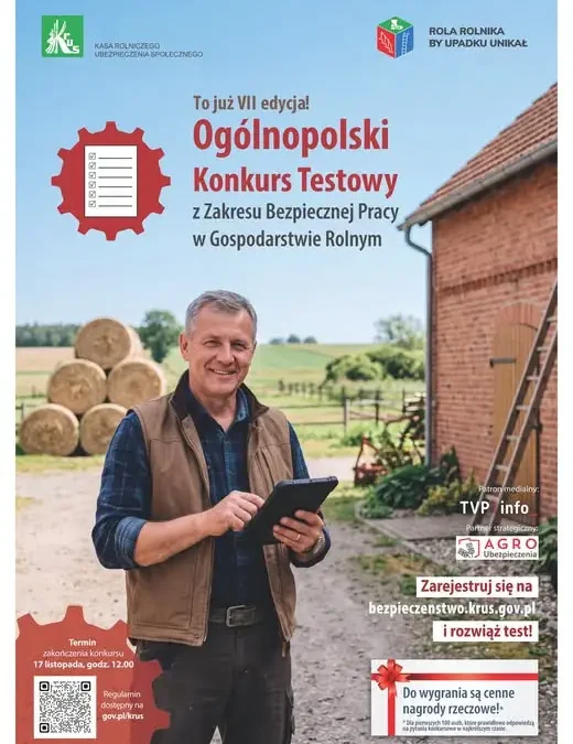 KRUS zaprasza rolników do konkursu o bezpiecznej pracy w gospodarstwie