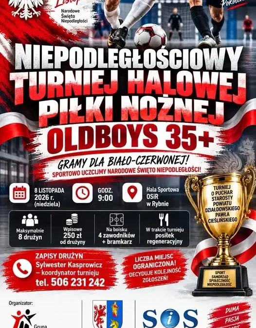 Niepodległościowy Turniej Oldboys 35+ w Rybnie – zostały dwa wolne miejsca
